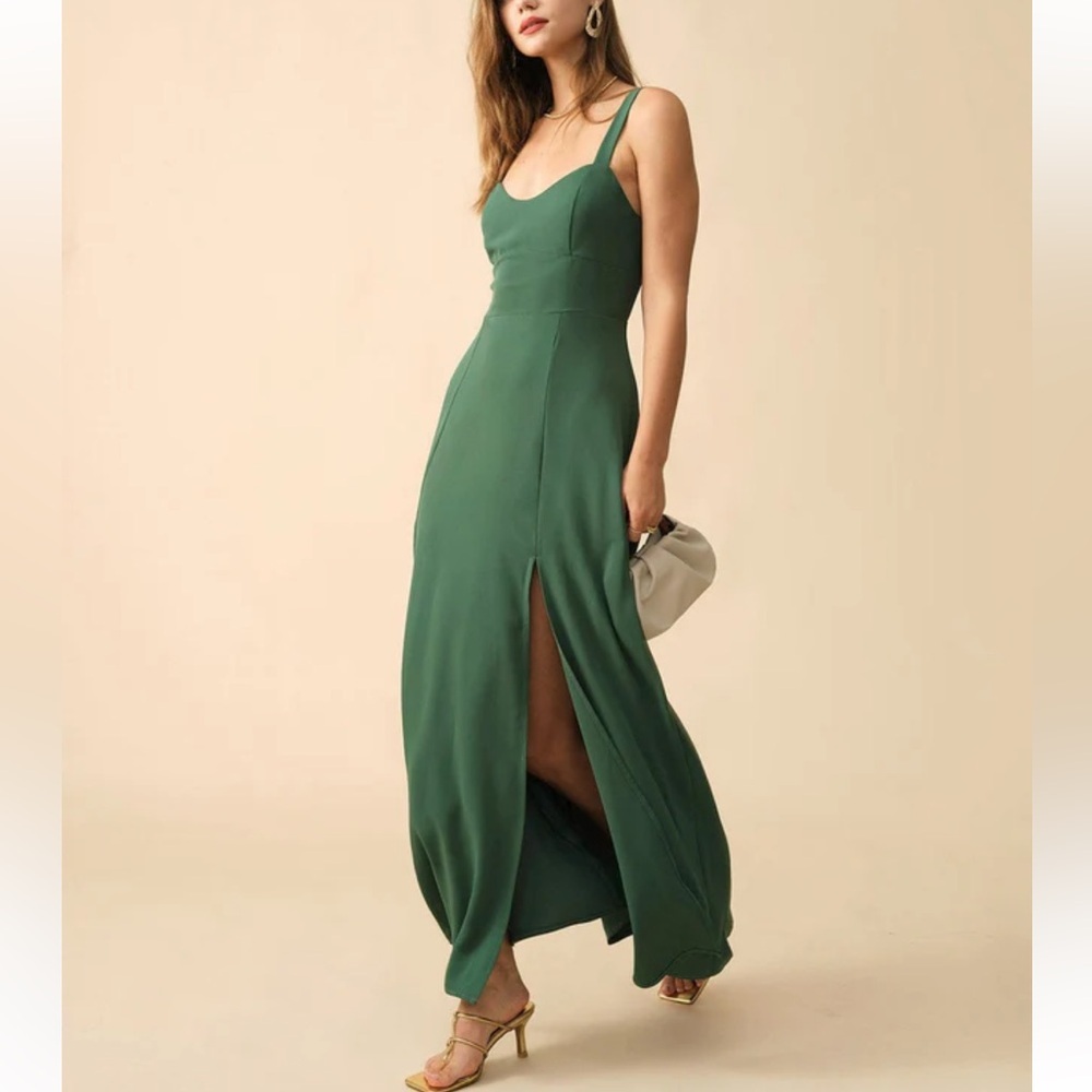 Rihoas Solid Color Side Slit Maxi Dress